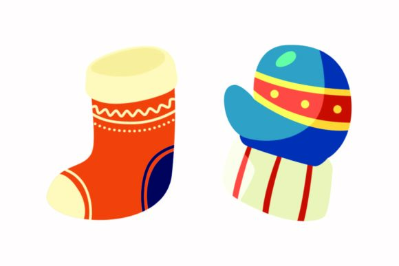 Christmas Cute Gloves Shock Illustration for Graphics and Illustrations