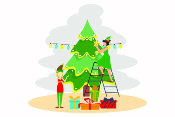 Christmas Decoration Tree Design: A Festive Graphics Asset