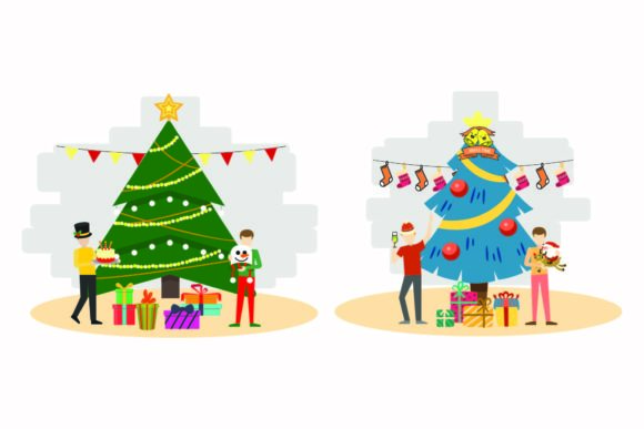 Christmas Preparing Decoration Set: Festive Graphics & Illustrations