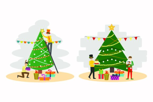 Christmas Star Tree Illustration Set: A Festive Graphics Review